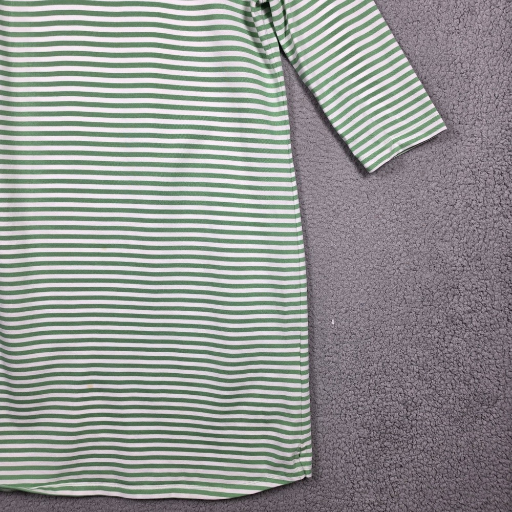 Brooks Brothers Shirt Dress Womens Medium 3/4 Sleeve Green White Boat Neck 3/4 - Picture 3 of 11